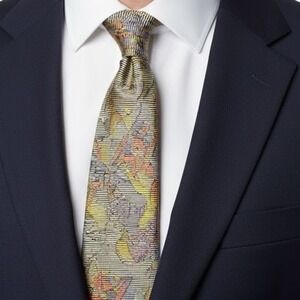 Courchevel‎ Mens Silk Tie Italy Foulard Fabric Abstract Pattern Formal Necktie